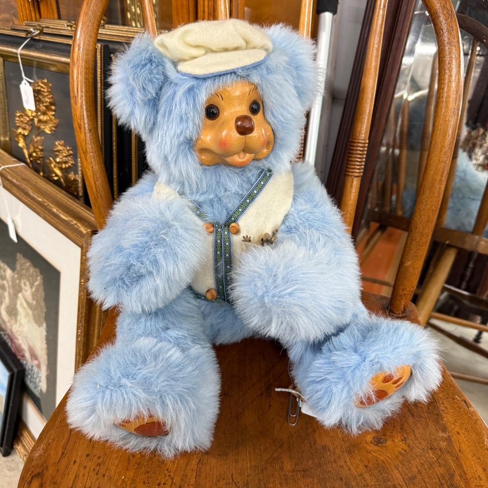 Robert Raikes Collectible Blue Boy Teddy Bear Wood Face Limited Edition 107/500